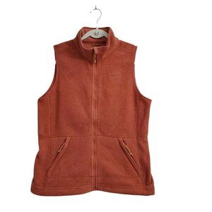 LL Bean Vest Jacket Womens Small Orange Mountain Classic Fleece Outdoor Hiking